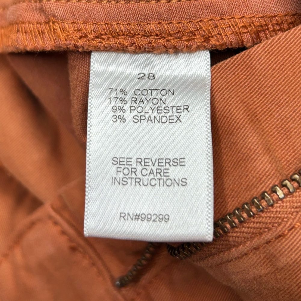 Evereve Pants Womens Size 28 Khaki Rust Crop Wide Leg Flared Stretch 30x26.5 - Picture 11 of 14